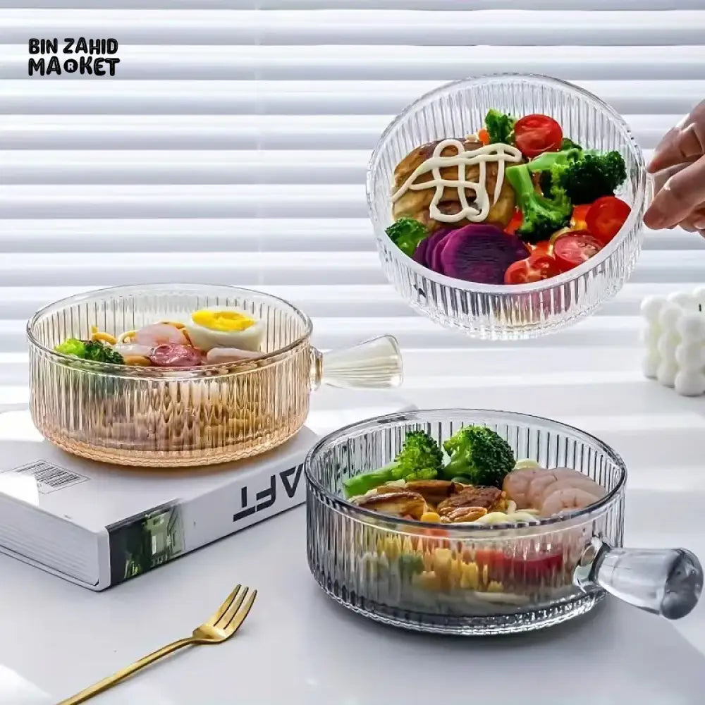 PREMIUM CLEAR GLASS BOWL WITH HANDLE – 6 INCH TABLEWARE SERVING BOWL