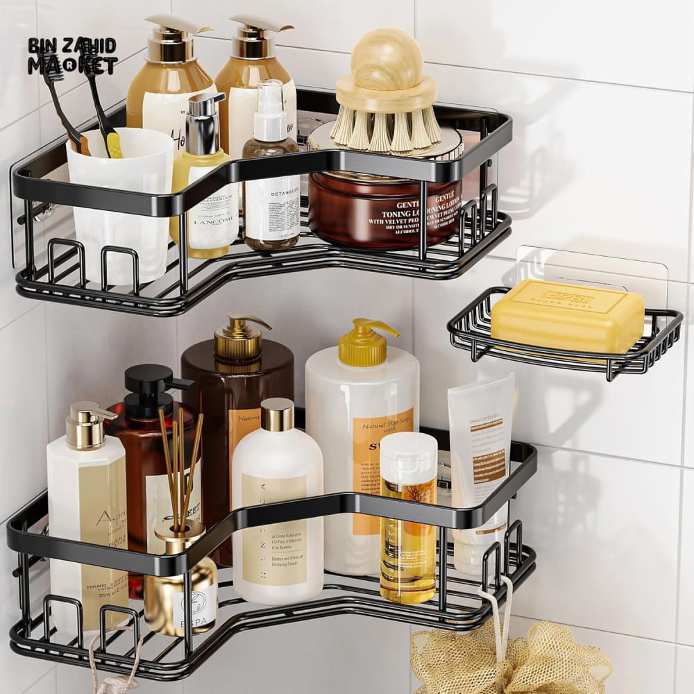 PREMIUM CORNER SHOWER CADDY WITH SOAP HOLDER 2 PIECE SET