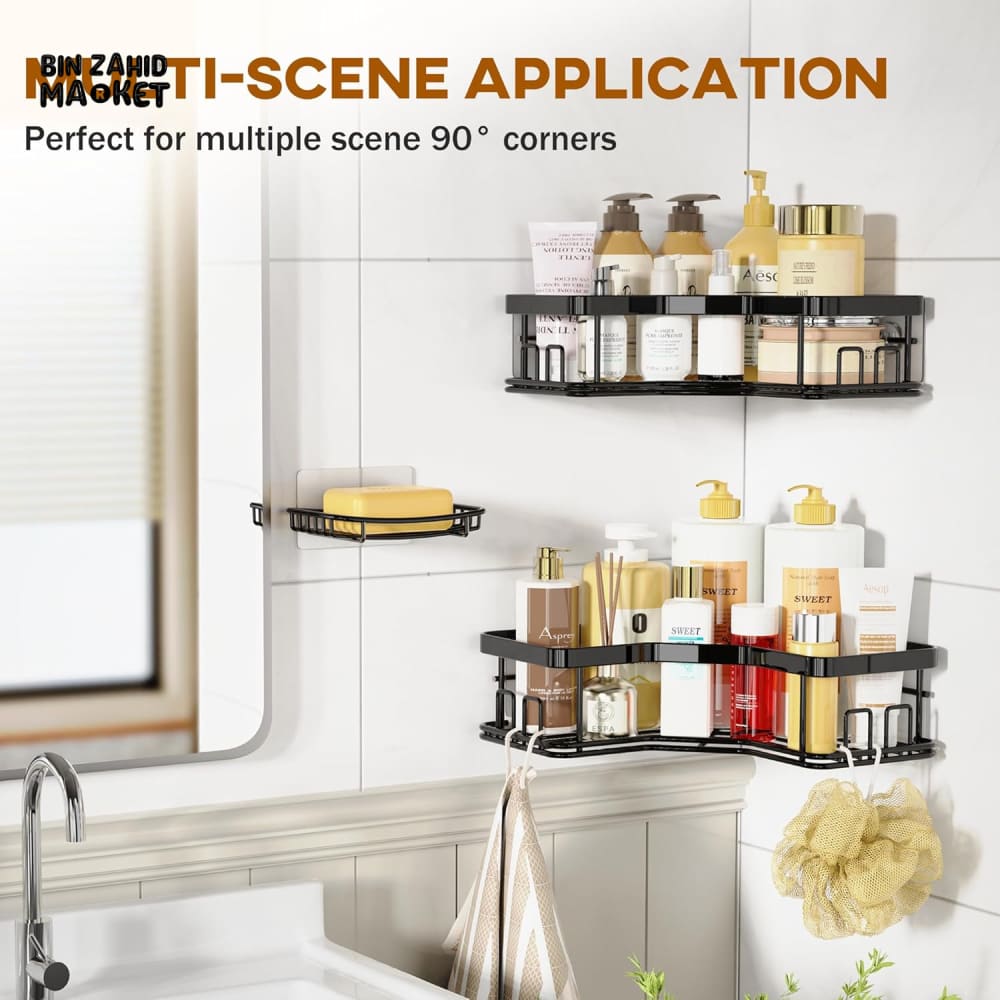 PREMIUM CORNER SHOWER CADDY WITH SOAP HOLDER 2 PIECE SET