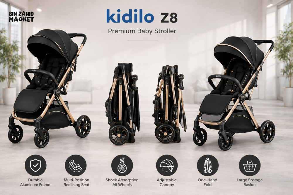 PREMIUM FOLDABLE BABY STROLLER - BLACK