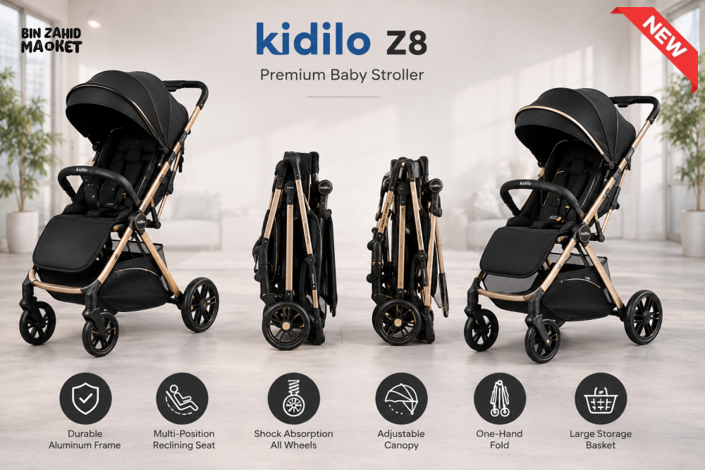 PREMIUM FOLDABLE BABY STROLLER - BLACK