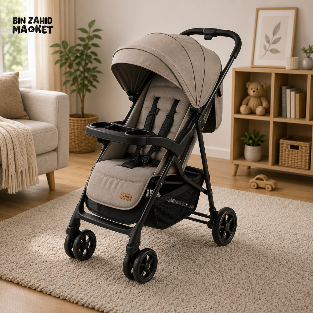 PREMIUM FOLDABLE BABY STROLLER - KHAKHI