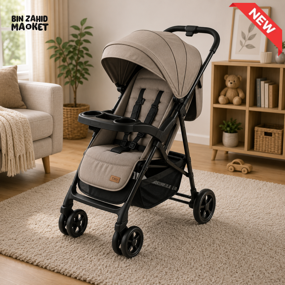 PREMIUM FOLDABLE BABY STROLLER - KHAKHI