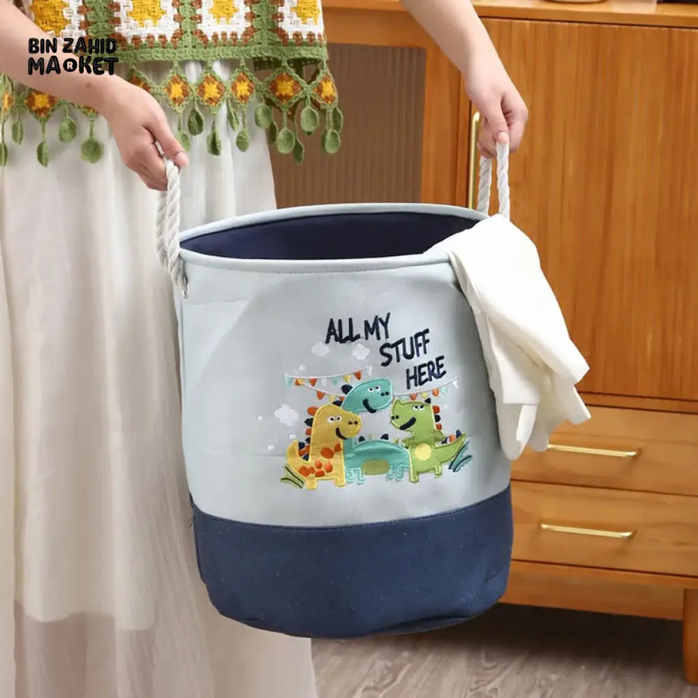 PREMIUM FOLDABLE LAUNDRY & TOY STORAGE BASKET – CUTE CARTOON ANIMAL MULTIPURPOSE ORGANIZER BIN - DINO