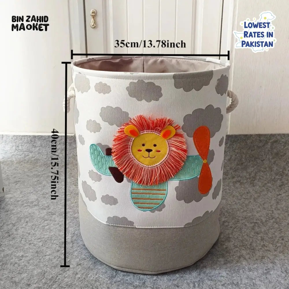 PREMIUM FOLDABLE LAUNDRY & TOY STORAGE BASKET – CUTE CARTOON ANIMAL MULTIPURPOSE ORGANIZER BIN - DINO