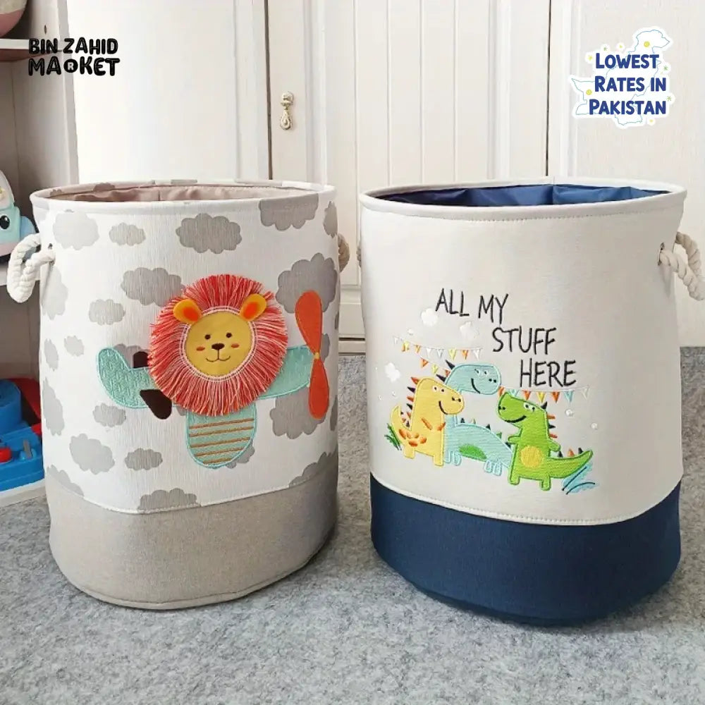 PREMIUM FOLDABLE LAUNDRY & TOY STORAGE BASKET – CUTE CARTOON ANIMAL MULTIPURPOSE ORGANIZER BIN - DINO