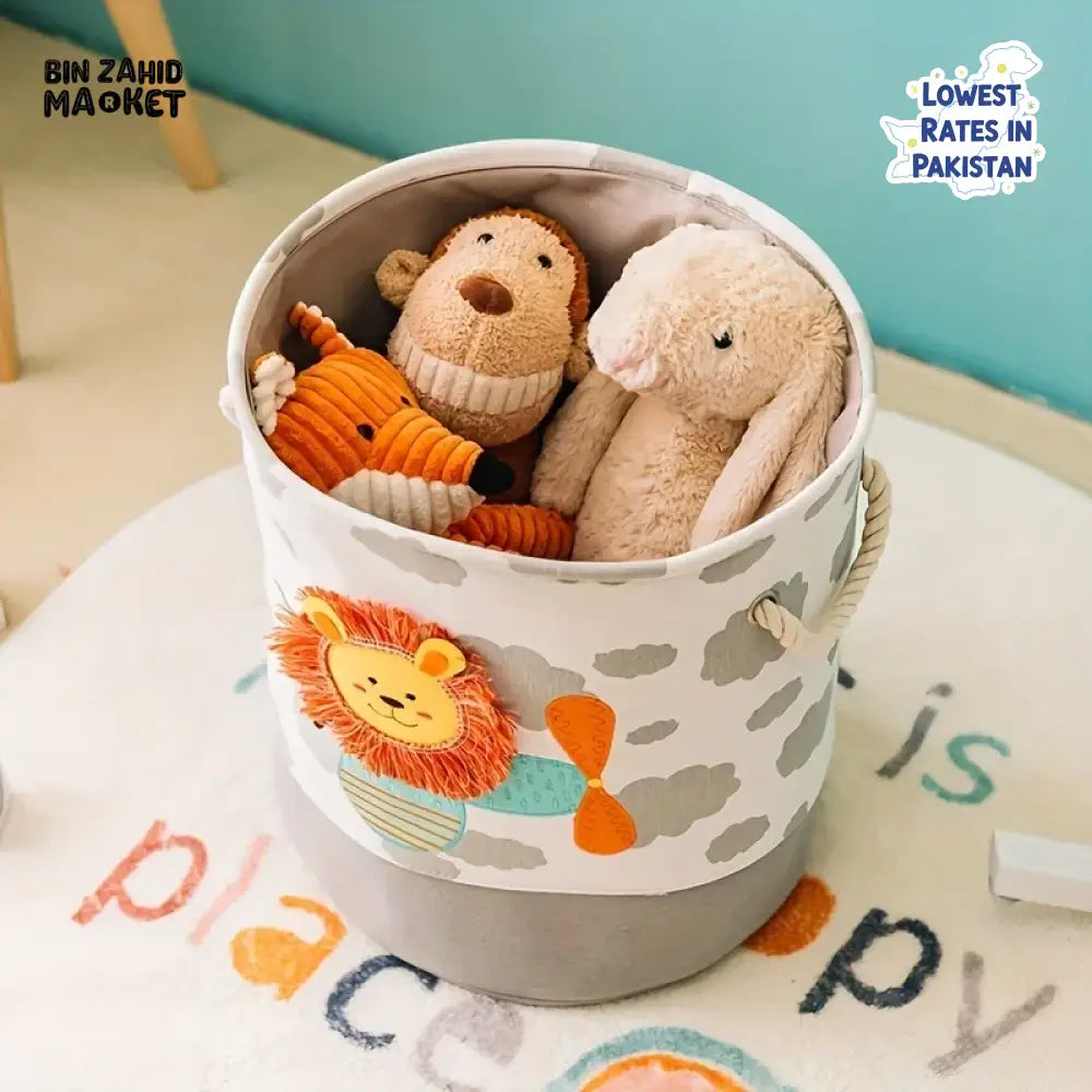 PREMIUM FOLDABLE LAUNDRY & TOY STORAGE BASKET – CUTE CARTOON ANIMAL MULTIPURPOSE ORGANIZER BIN - DINO