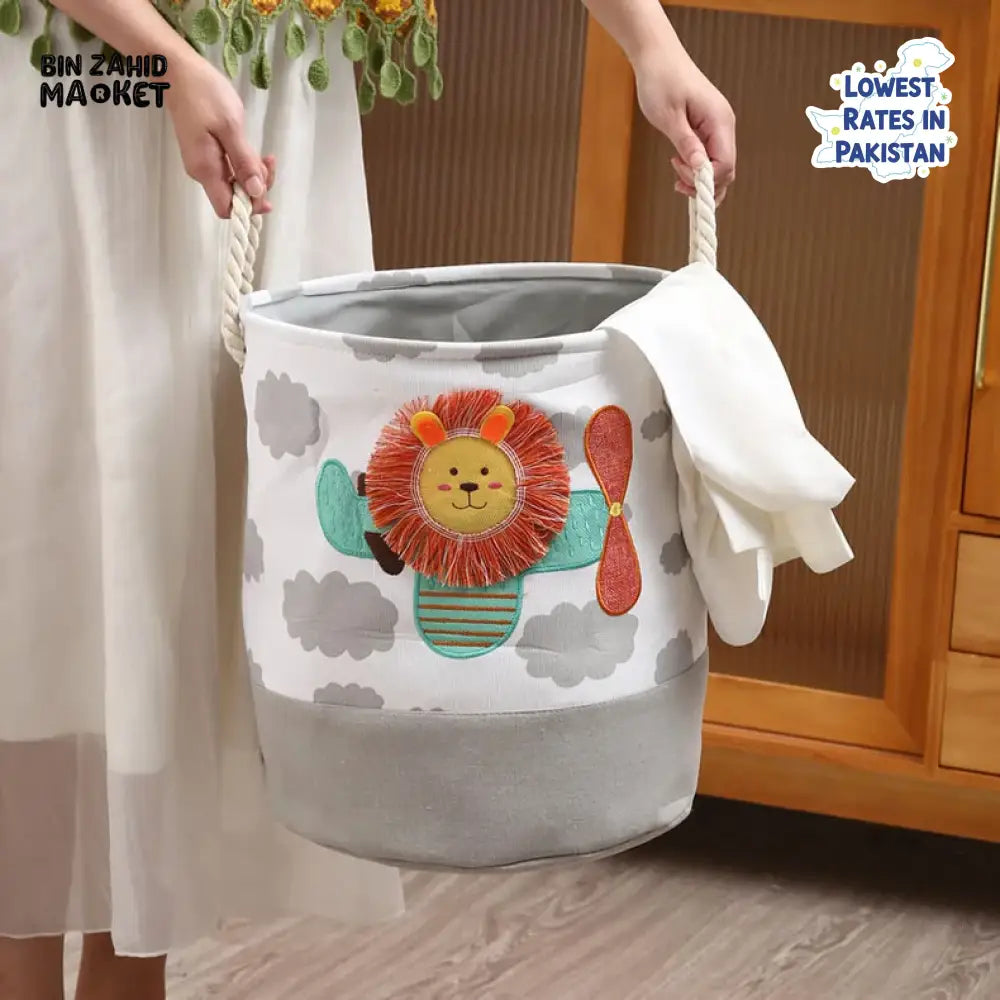 PREMIUM FOLDABLE LAUNDRY & TOY STORAGE BASKET – CUTE CARTOON ANIMAL MULTIPURPOSE ORGANIZER BIN - DINO
