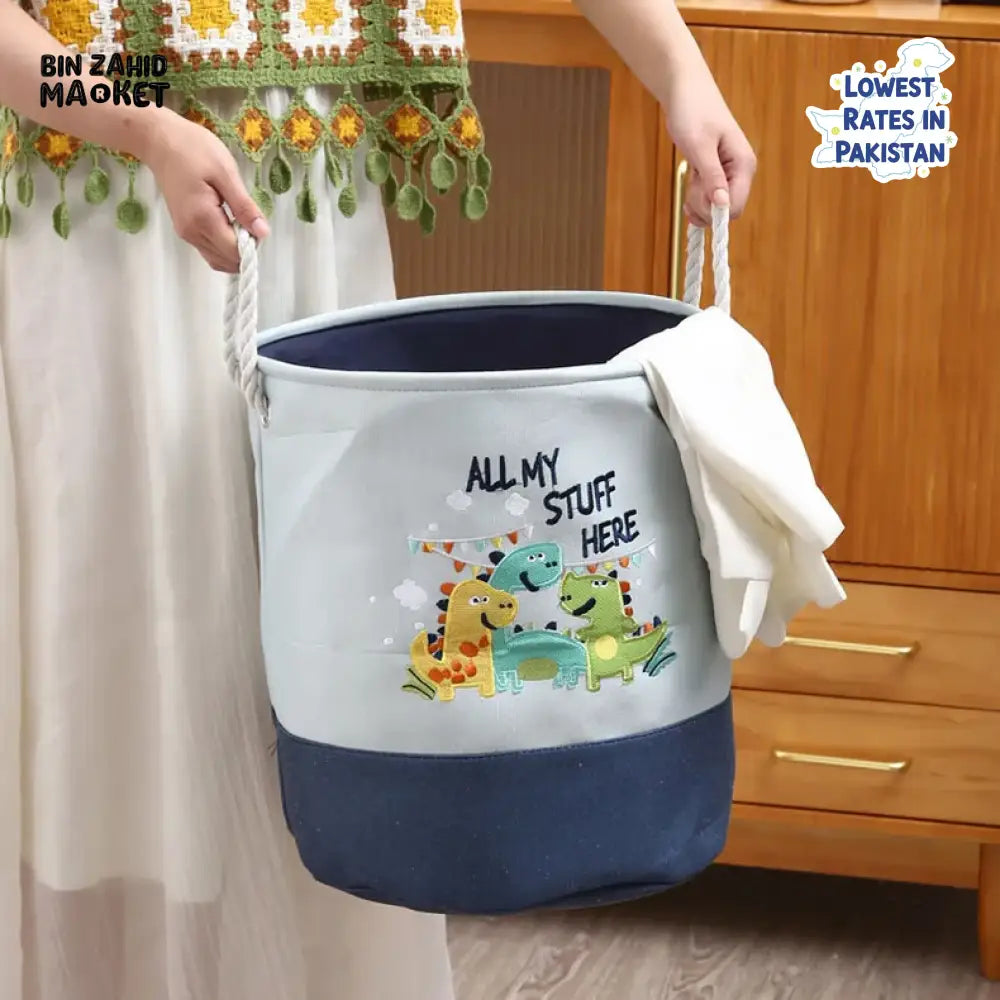PREMIUM FOLDABLE LAUNDRY & TOY STORAGE BASKET – CUTE CARTOON ANIMAL MULTIPURPOSE ORGANIZER BIN - DINO