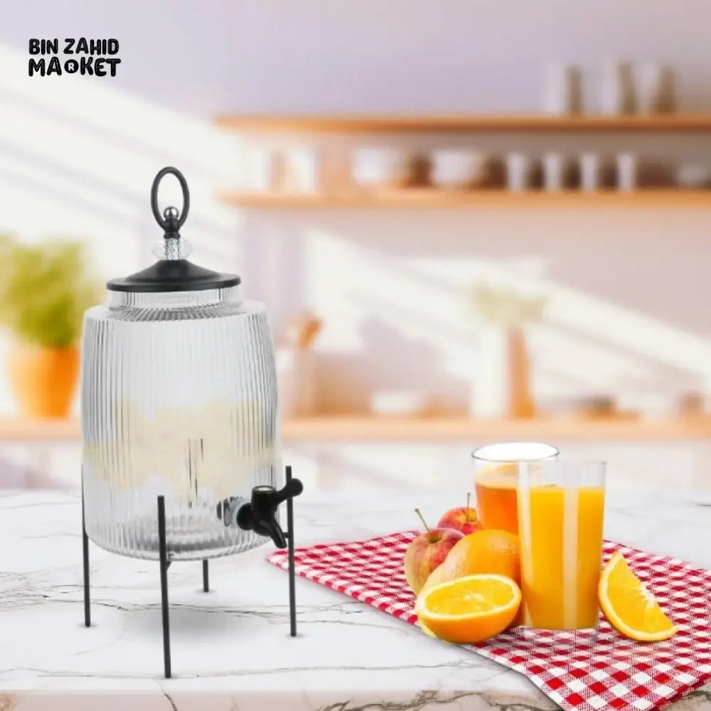 PREMIUM GLASS JUICE DISPENSER WITH BLACK BASE ELEGANT DRINK SERVER FOR HOME & PARTIES