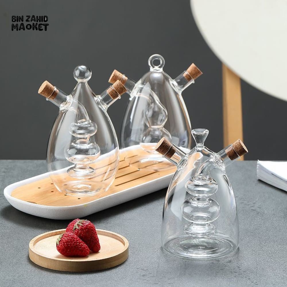 PREMIUM GLASS OIL CAN – DOUBLE-LAYER DESIGN FOR OLIVE OIL SOY SAUCE & VINEGAR STORAGE