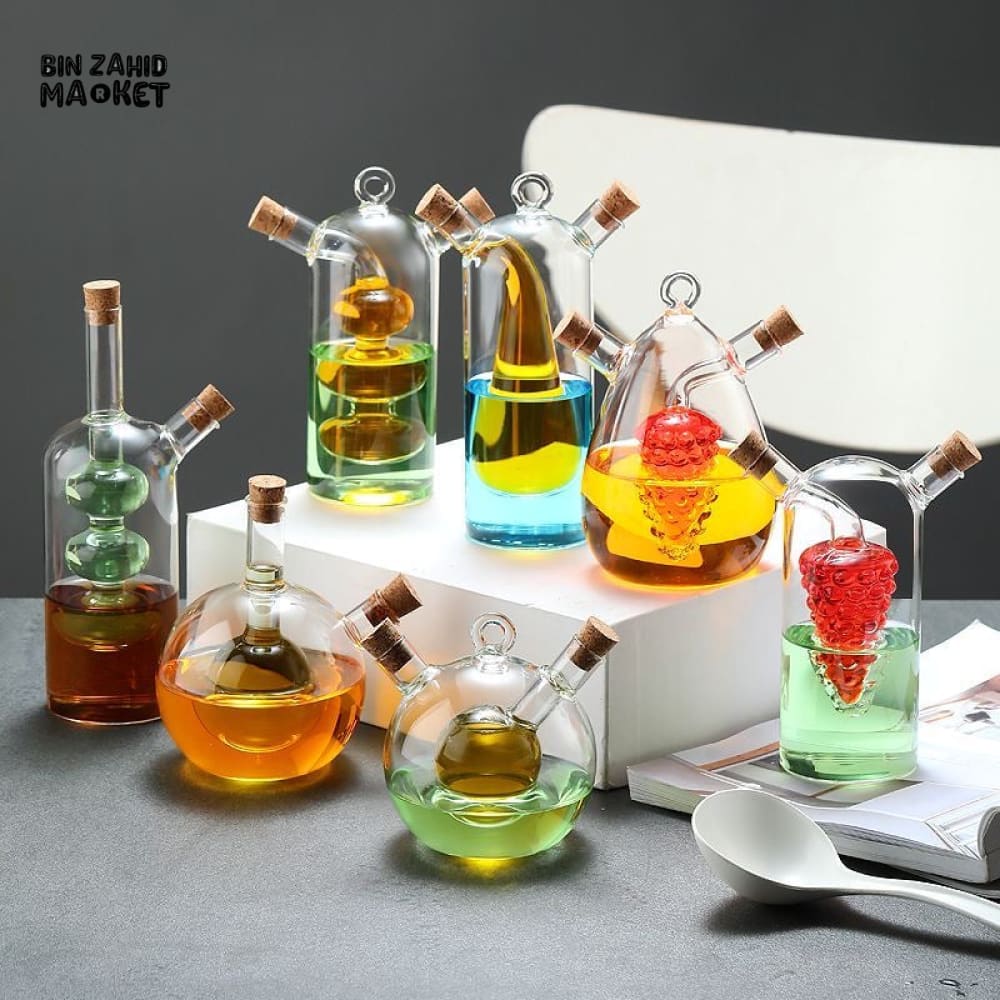 PREMIUM GLASS OIL CAN – DOUBLE-LAYER DESIGN FOR OLIVE OIL SOY SAUCE & VINEGAR STORAGE