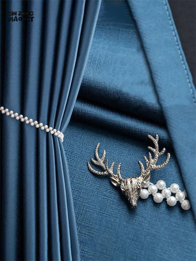 PREMIUM GOLD DEER PEARL CURTAIN TIEBACK SET 1 PAIR