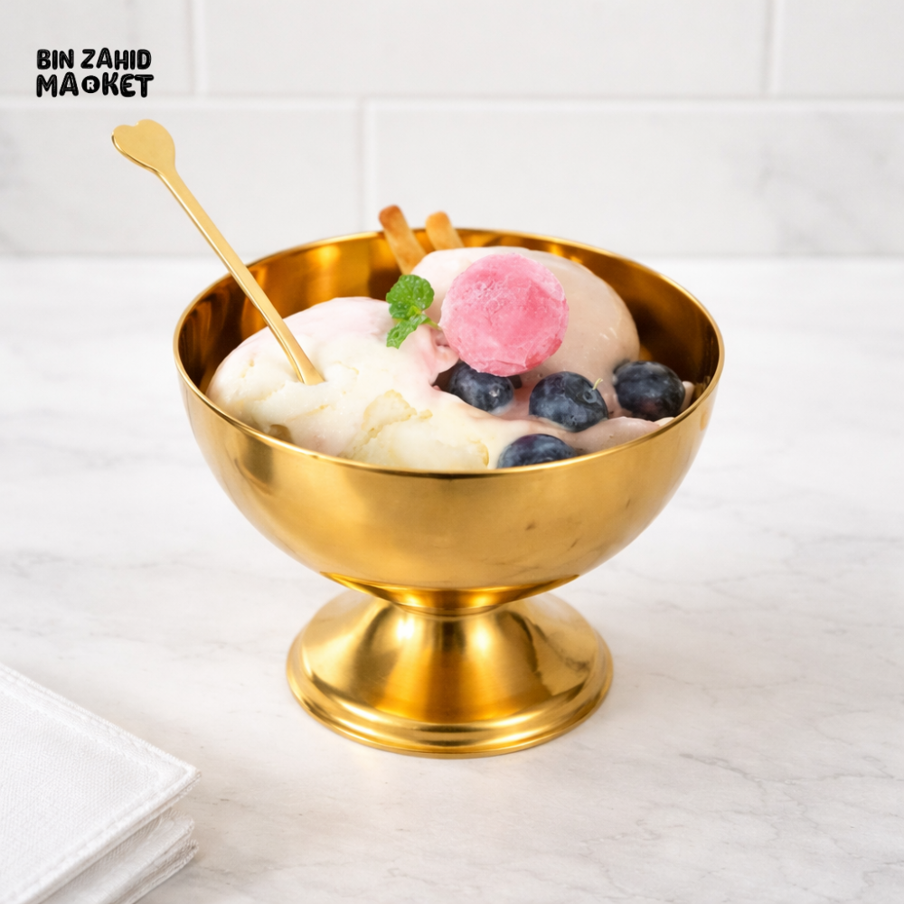 PREMIUM GOLD FOOTED DESSERT BOWL – LUXURY TABLE SERVING CUP