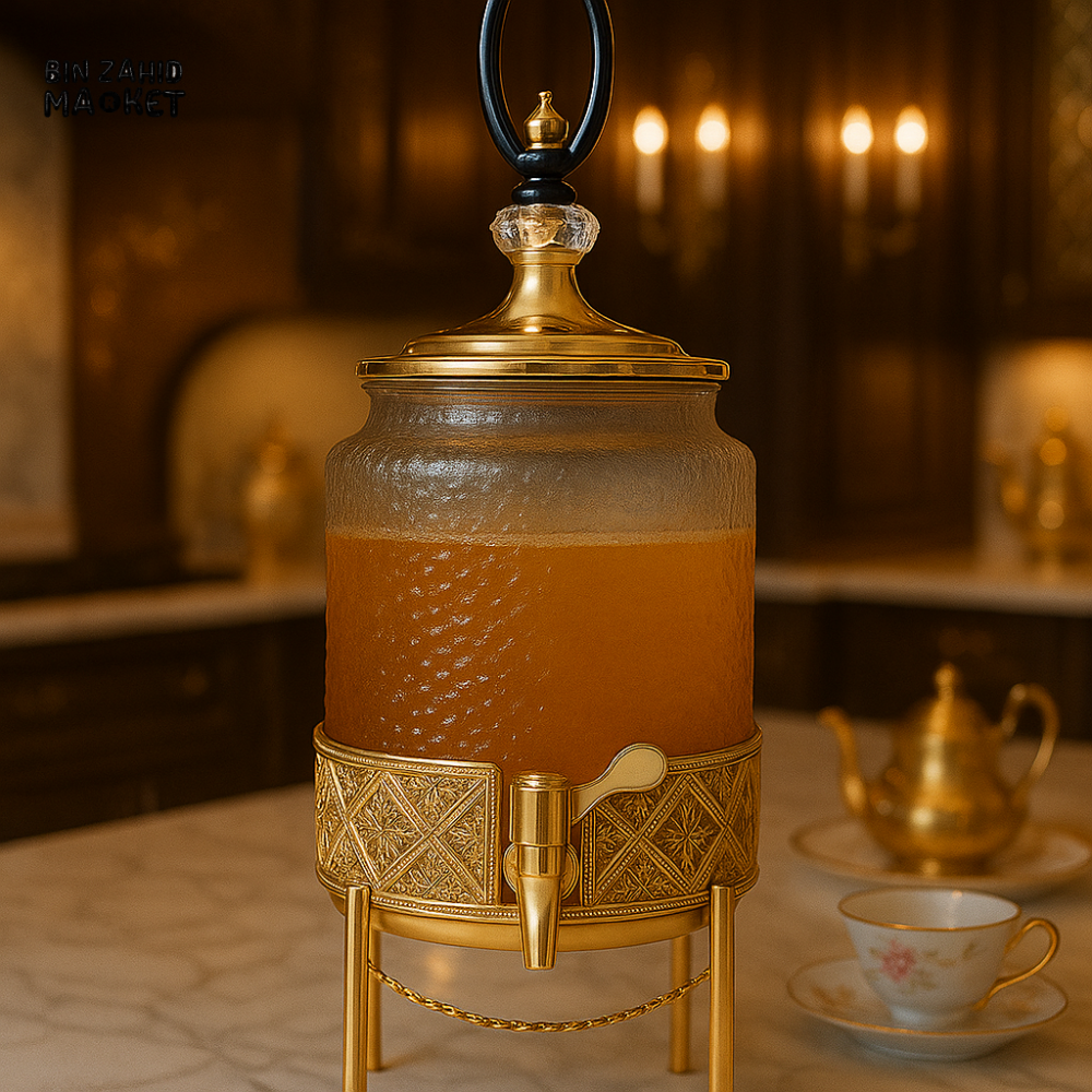 PREMIUM GOLD GLASS DISPENSER WITH STAND | LUXURY KITCHEN SERVER