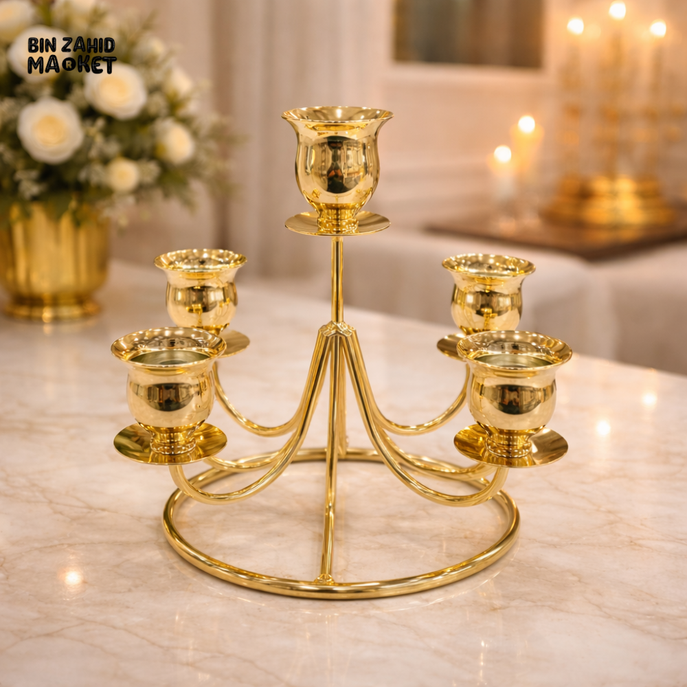 PREMIUM GOLD METAL CANDLE HOLDER SET – LUXURY HOME ACCESSORY