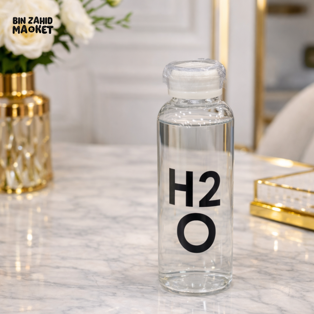 PREMIUM H2O GLASS WATER BOTTLE WITH MINIMAL DESIGN - 800ML