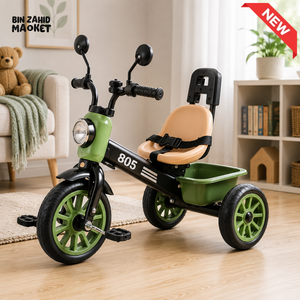 PREMIUM KIDS PEDAL TRICYCLE WITH CANOPY HANDLE - GREEN