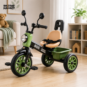 PREMIUM KIDS PEDAL TRICYCLE WITH CANOPY HANDLE - GREEN