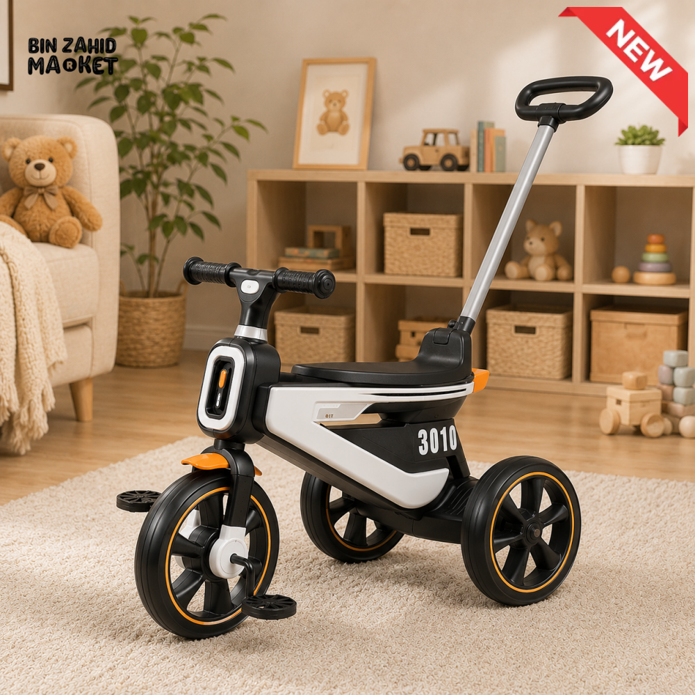 PREMIUM KIDS PUSH TRICYCLE WITH HANDLE - BLACK