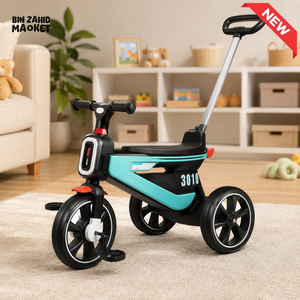 PREMIUM KIDS PUSH TRICYCLE WITH HANDLE - C GREEN