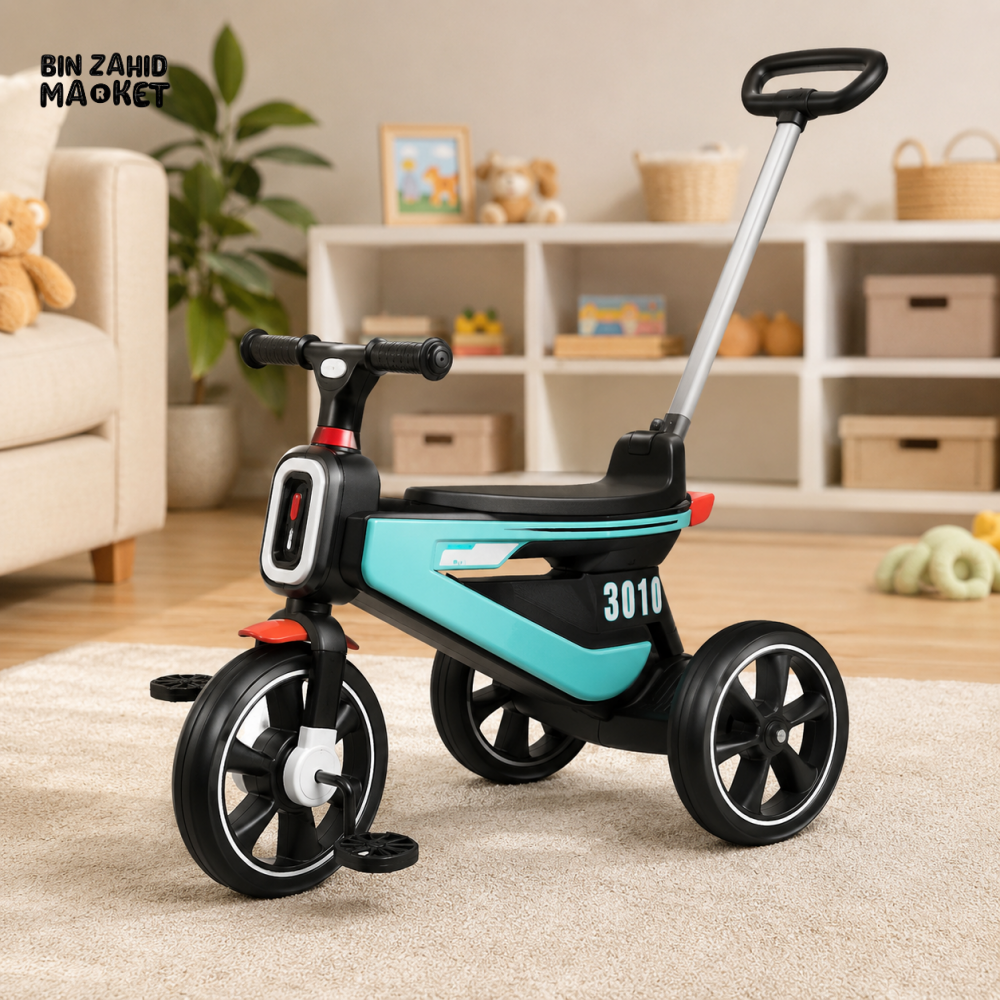 PREMIUM KIDS PUSH TRICYCLE WITH HANDLE - C GREEN