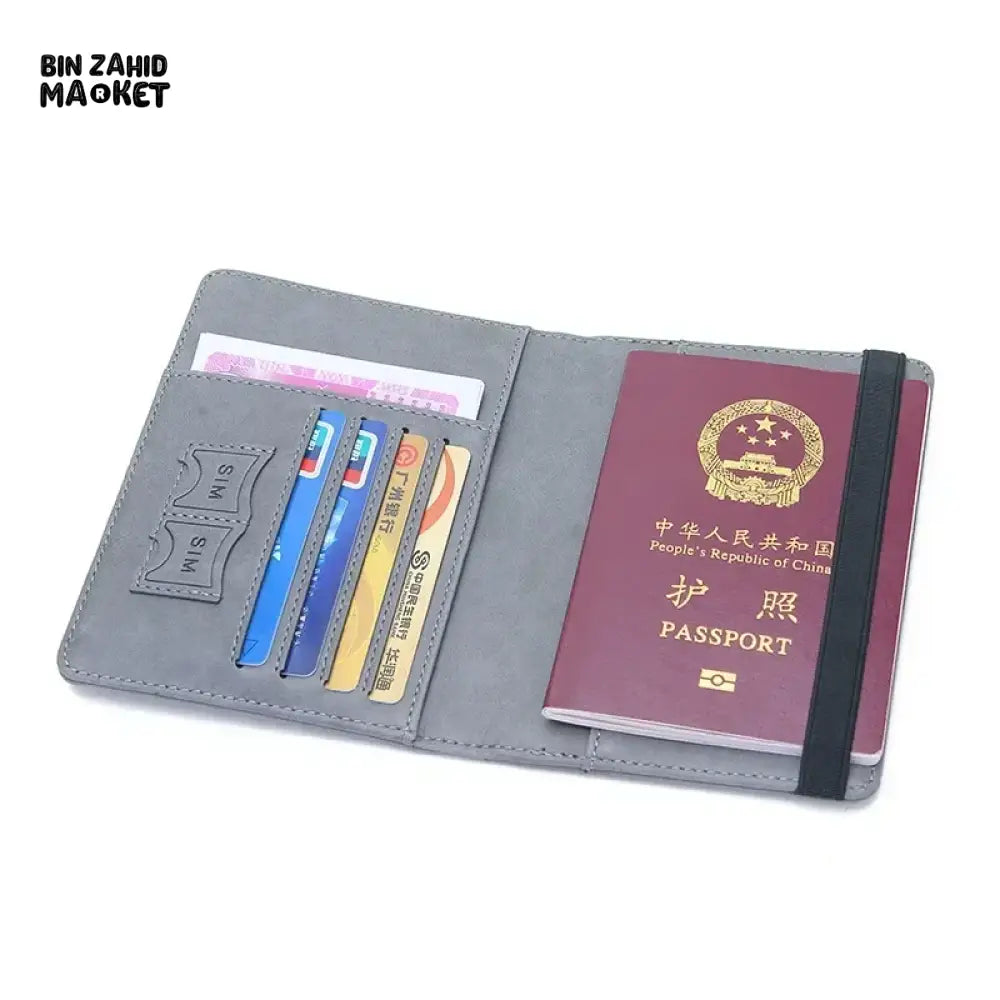 PREMIUM LEATHER PASSPORT COVER – ELASTIC BAND CARD & DOCUMENT STORAGE SLIM TRAVEL