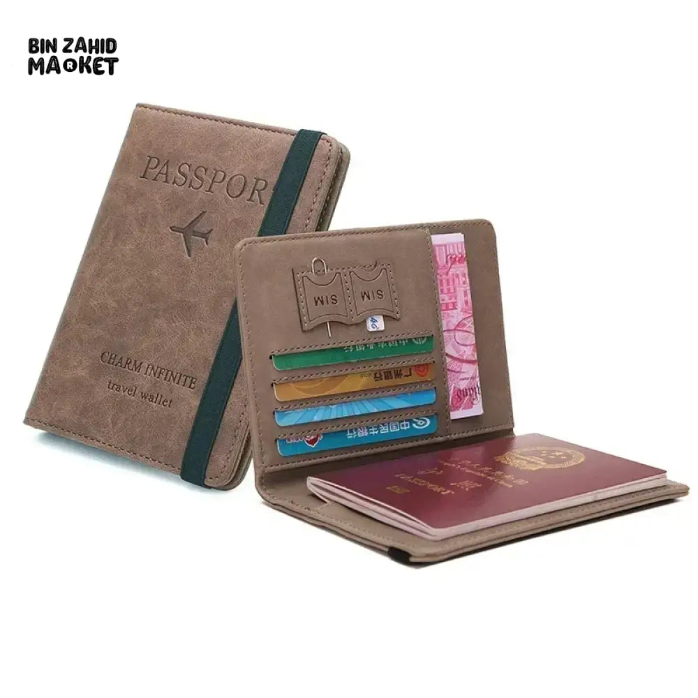 PREMIUM LEATHER PASSPORT COVER – ELASTIC BAND CARD & DOCUMENT STORAGE SLIM TRAVEL