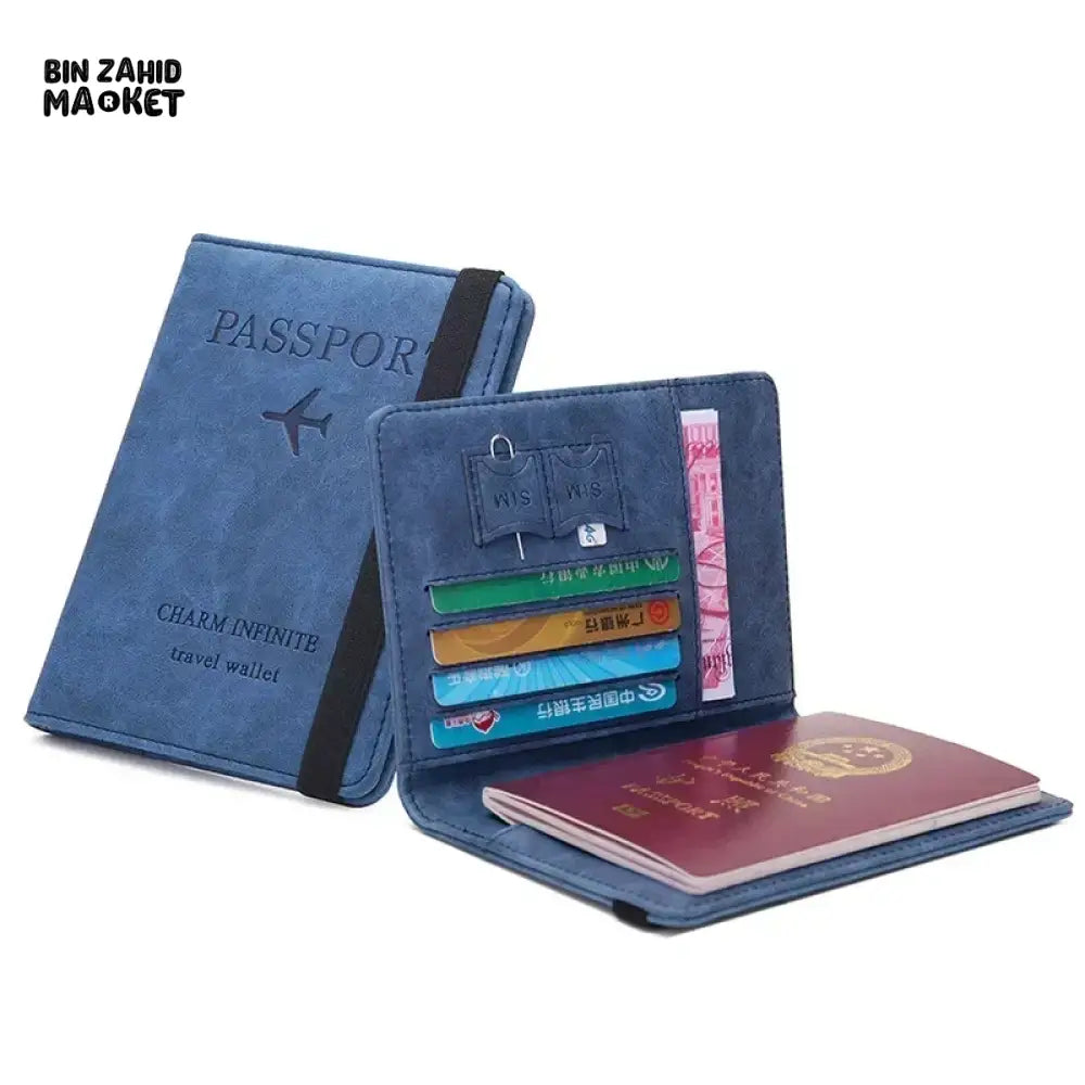 PREMIUM LEATHER PASSPORT COVER – ELASTIC BAND CARD & DOCUMENT STORAGE SLIM TRAVEL