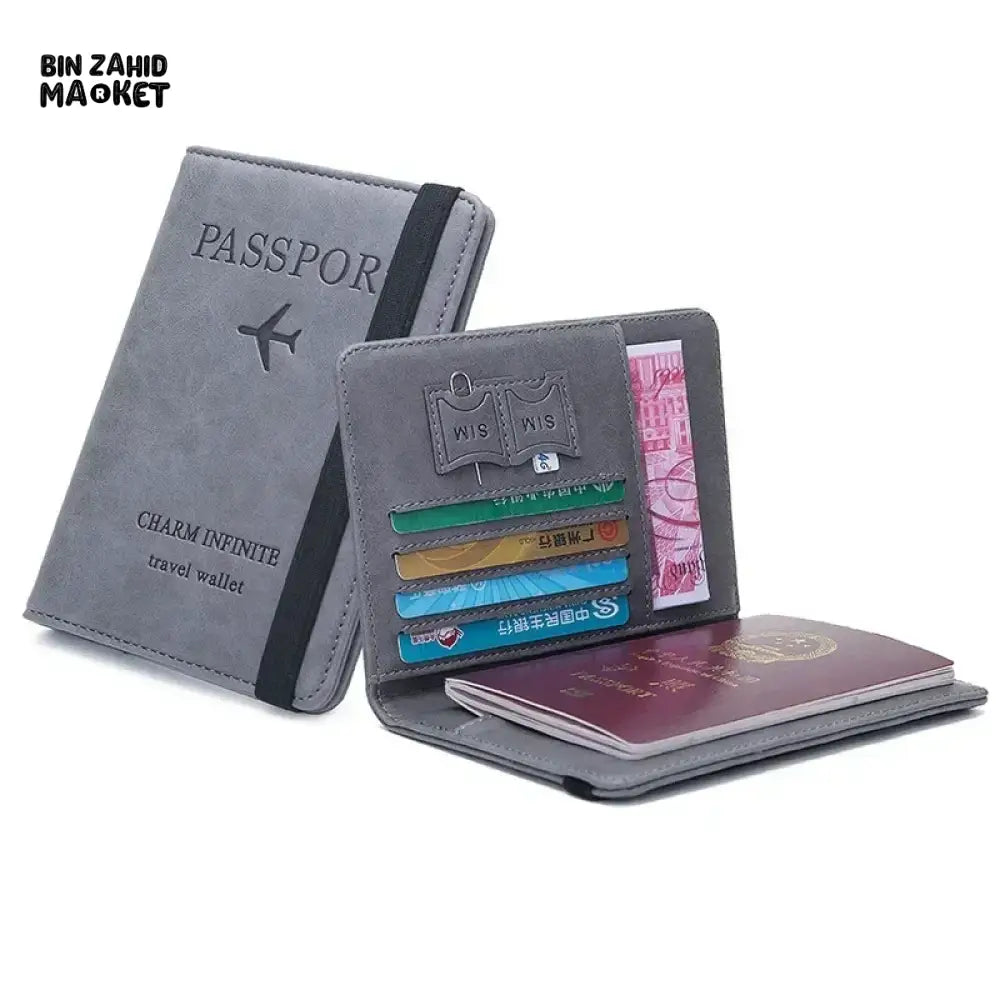 PREMIUM LEATHER PASSPORT COVER – ELASTIC BAND CARD & DOCUMENT STORAGE SLIM TRAVEL