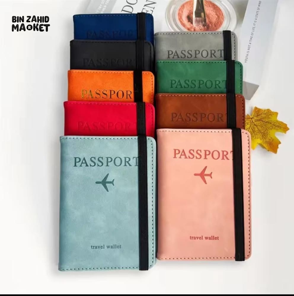 PREMIUM LEATHER PASSPORT COVER – ELASTIC BAND CARD & DOCUMENT STORAGE SLIM TRAVEL