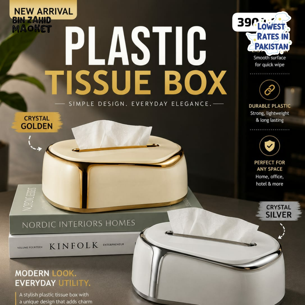 PREMIUM LUXURY CRYSTAL PLASTIC TISSUE BOX HOLDER - SILVER