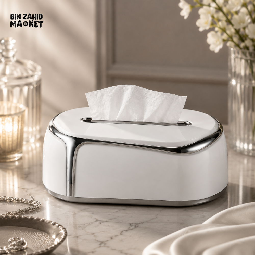 PREMIUM LUXURY CRYSTAL PLASTIC TISSUE BOX HOLDER - SILVER