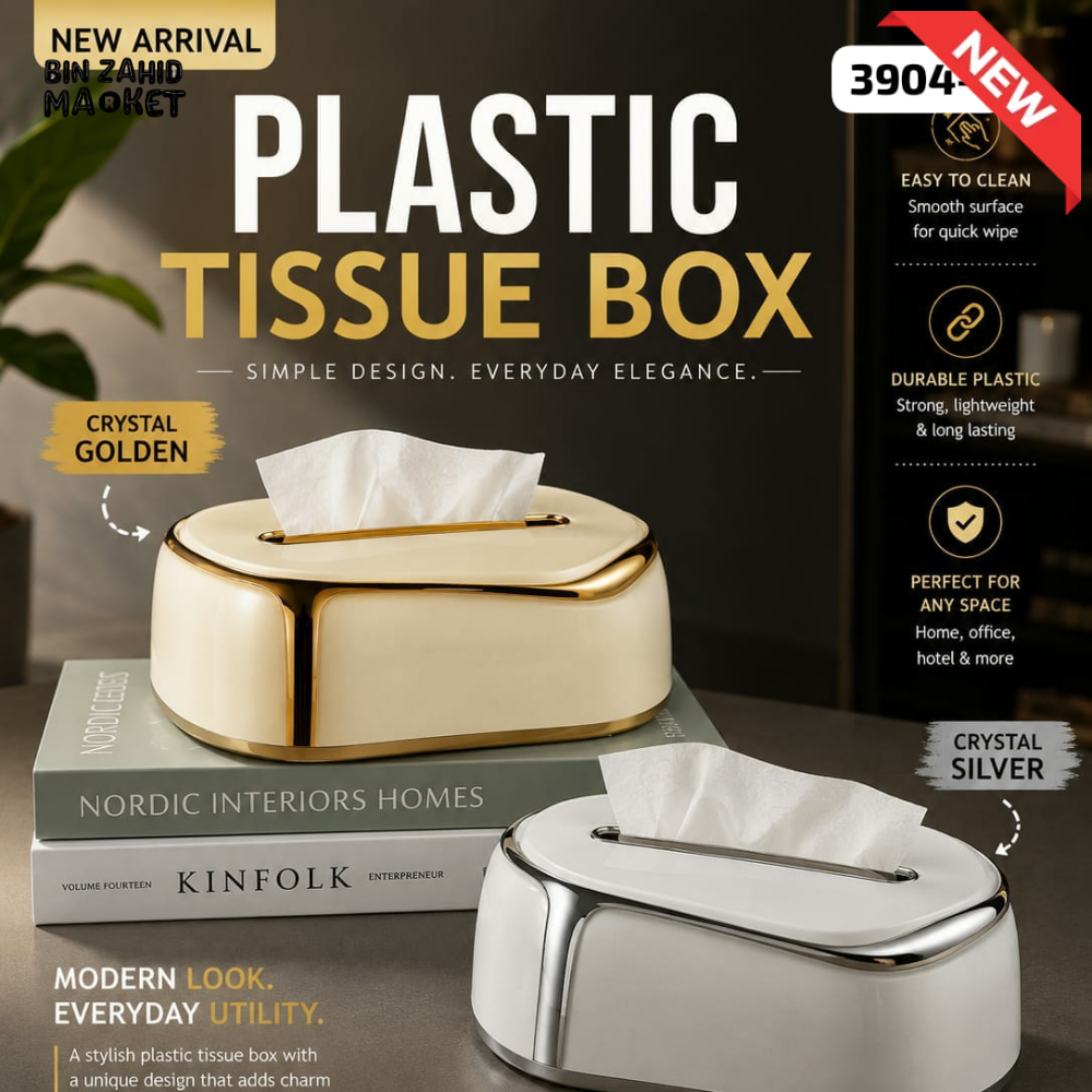 PREMIUM LUXURY CRYSTAL PLASTIC TISSUE BOX HOLDER - SILVER