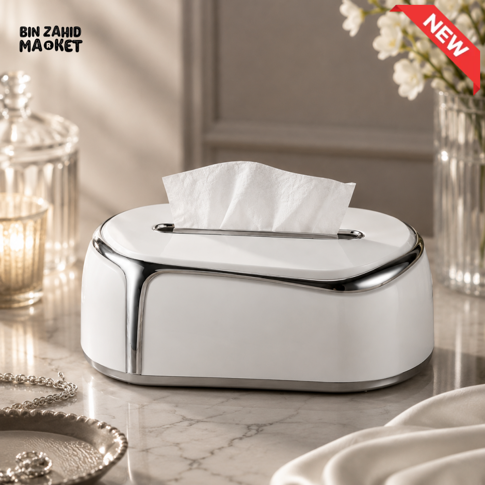 PREMIUM LUXURY CRYSTAL PLASTIC TISSUE BOX HOLDER - SILVER