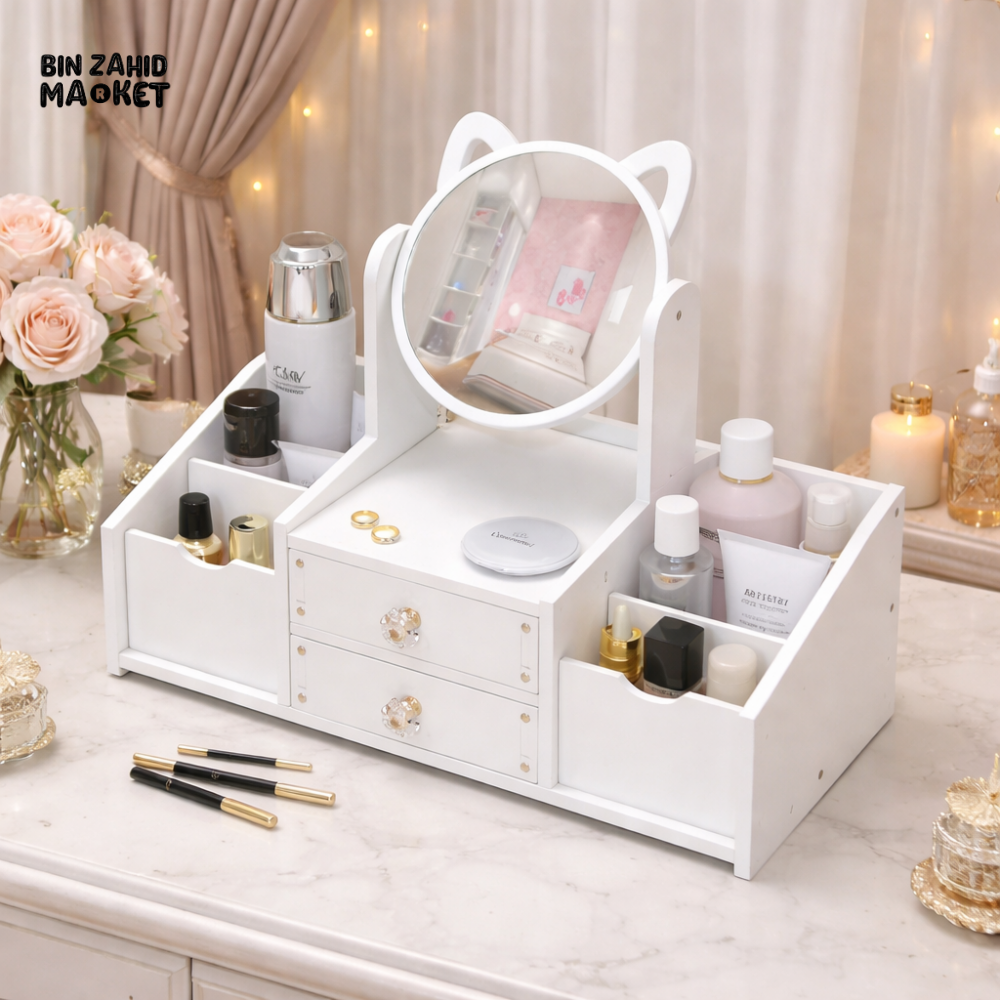 PREMIUM MULTIFUNCTIONAL MAKEUP & JEWELRY ORGANIZER WITH MIRROR AND DRAWERS