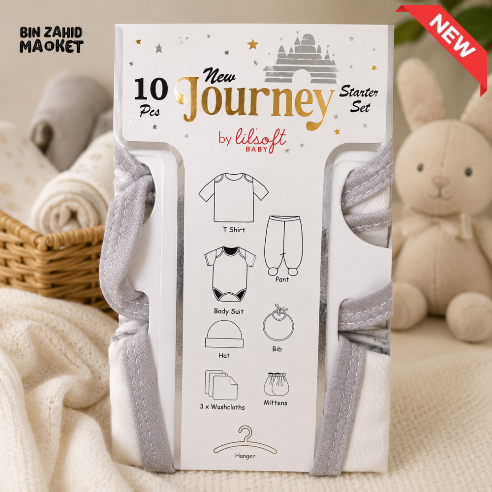 PREMIUM NEWBORN BABY STARTER GIFT SET – GENTLEMAN BOWTIE DESIGN (GREY & WHITE)
