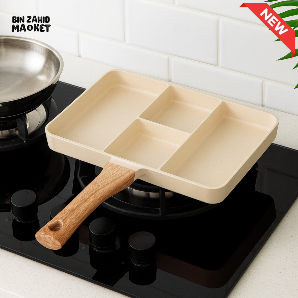 PREMIUM NON STICK 4 HOLE FRYING PAN – PERFECT FOR EGGS STEAK & BREAKFAST COMPATIBLE WITH GAS & INDUCTION COOKERS