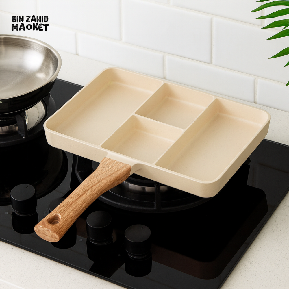 PREMIUM NON STICK 4 HOLE FRYING PAN – PERFECT FOR EGGS STEAK & BREAKFAST COMPATIBLE WITH GAS & INDUCTION COOKERS