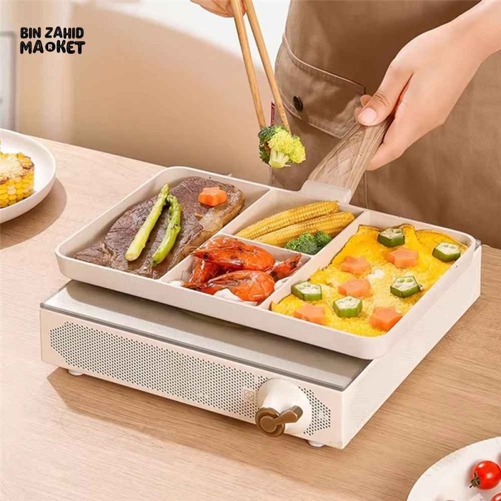 PREMIUM NON STICK 4 HOLE FRYING PAN – PERFECT FOR EGGS STEAK & BREAKFAST COMPATIBLE WITH GAS & INDUCTION COOKERS