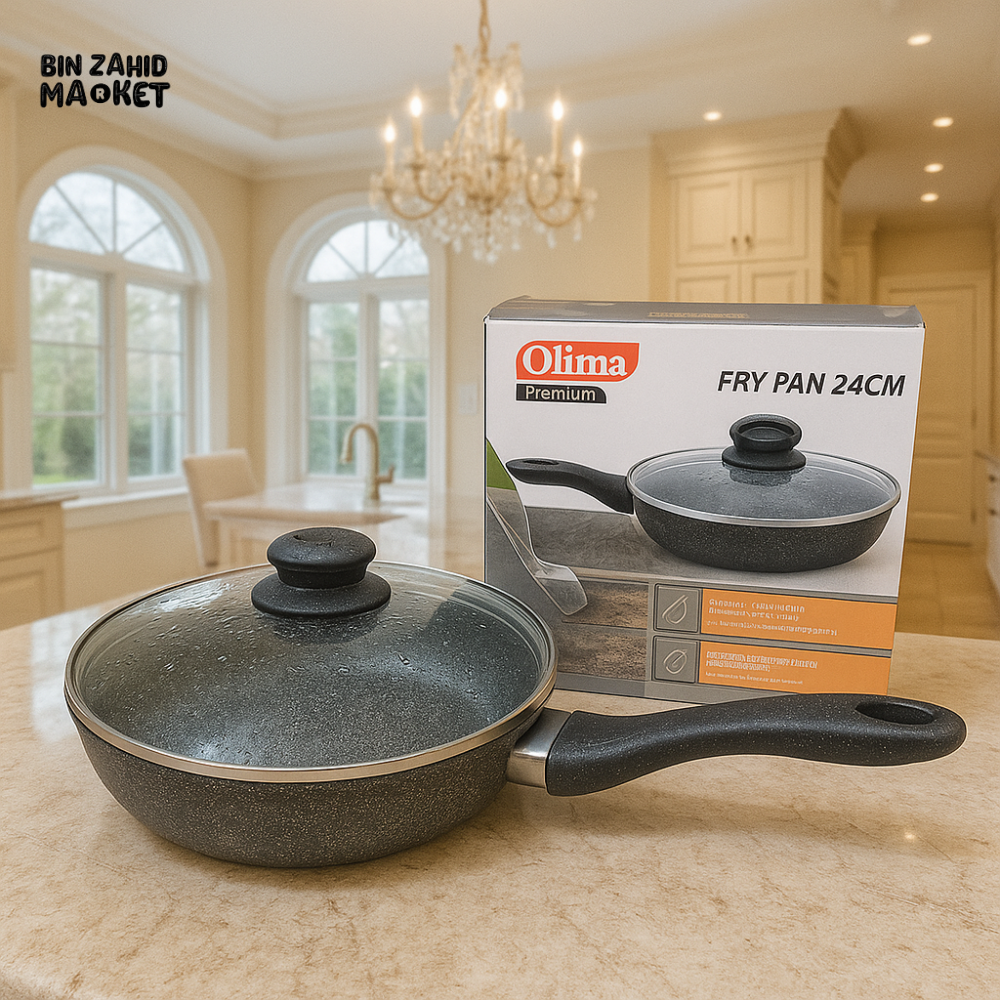 PREMIUM NON-STICK GRANITE FRY PAN WITH GLASS LID – DURABLE & LUXURY COOKWARE - 26CM 10B-2G