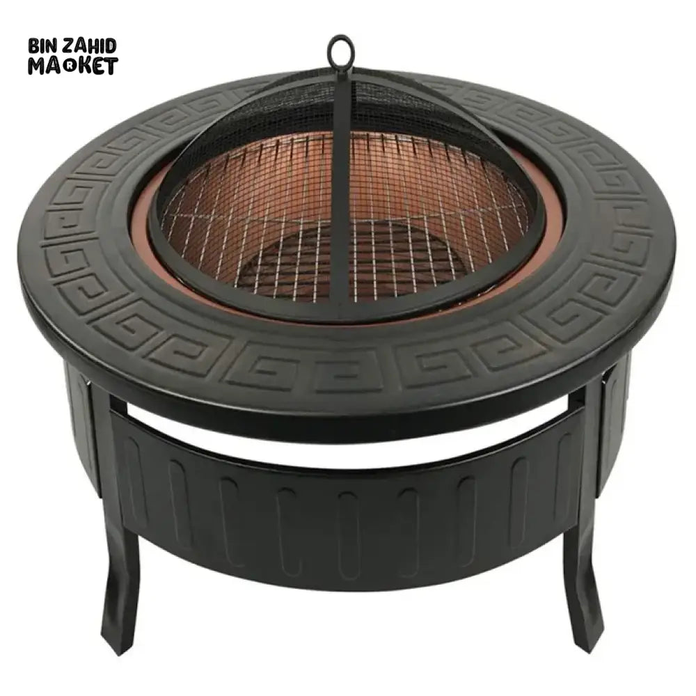 PREMIUM OUTDOOR CAST IRON FIRE PIT BBQ GRILL ROUND FIRE BOWL