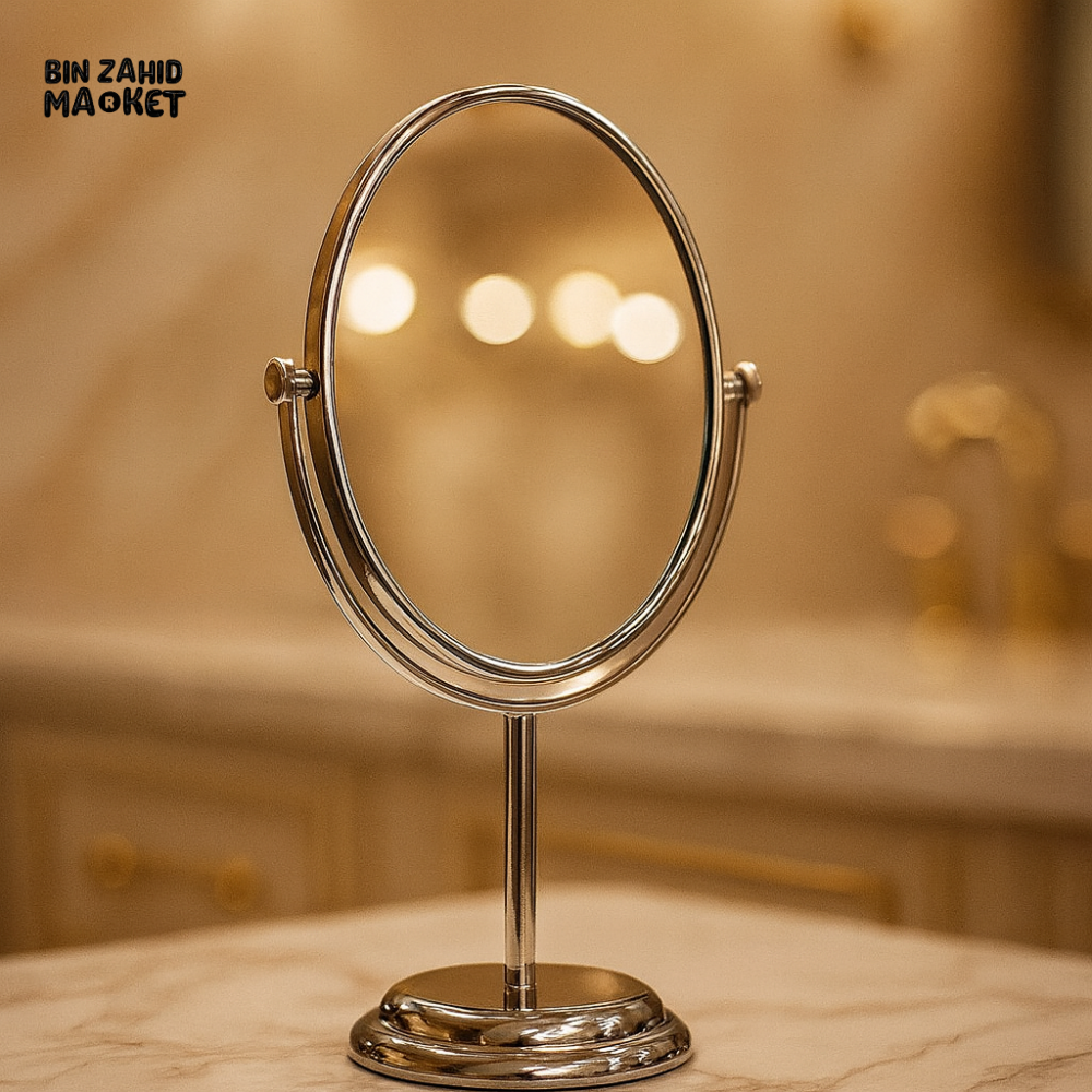 PREMIUM OVAL BEAUTY MIRROR – ROTATING DOUBLE-SIDED - 12 INCHES
