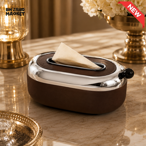 PREMIUM PLASTIC CURVE OVAL TISSUE BOX WITH CHROME FINISH - SILVER
