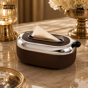 PREMIUM PLASTIC CURVE OVAL TISSUE BOX WITH CHROME FINISH - SILVER