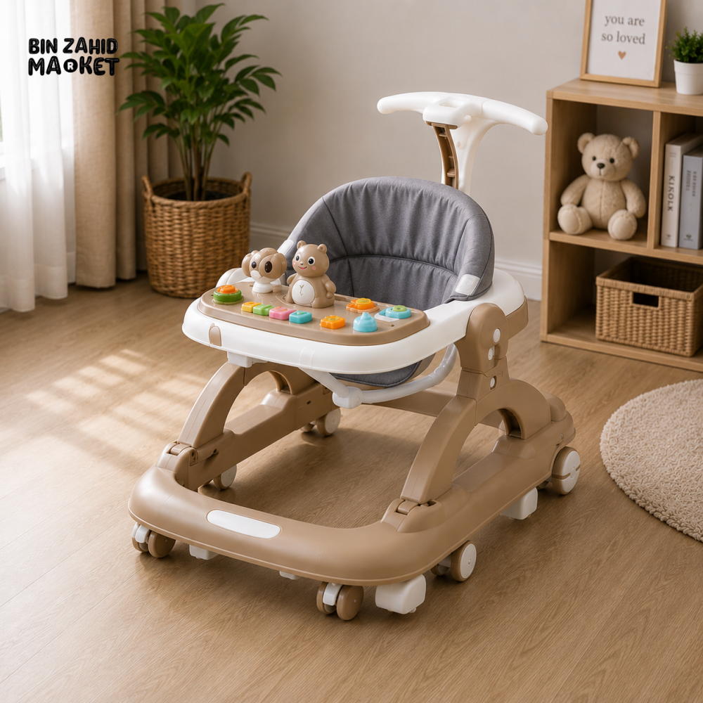 PREMIUM PUSH HANDLE BABY WALKER - BROWN