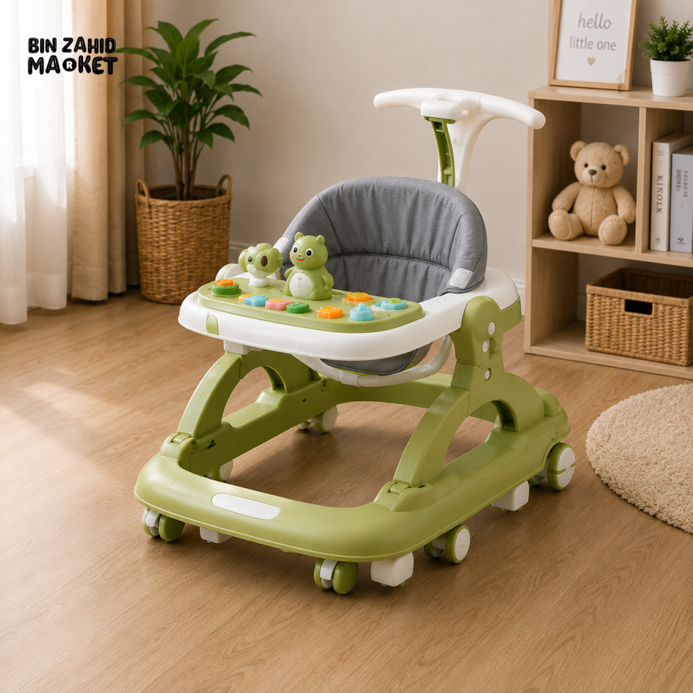 PREMIUM PUSH HANDLE BABY WALKER - GREEN