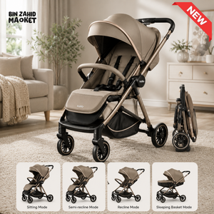 PREMIUM REVERSIBLE BABY STROLLER - KHAKI