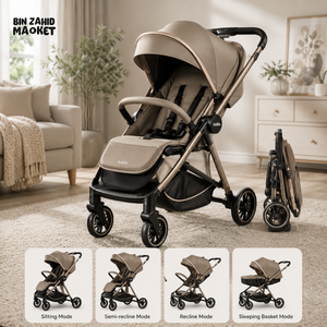 PREMIUM REVERSIBLE BABY STROLLER - KHAKI