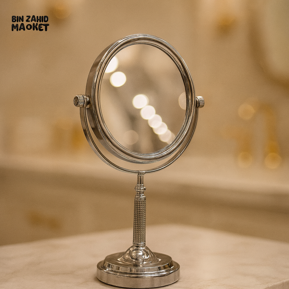 PREMIUM ROUND BEAUTY MIRROR – ROTATING DOUBLE-SIDED - 10.5 INCH